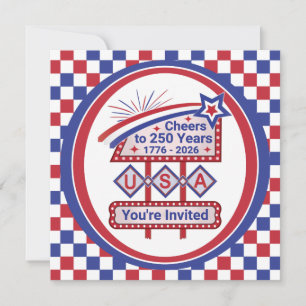 Persoonlijke USA 250–Patriottische Retro Marquee Kaart