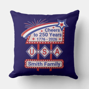 Persoonlijke USA 250–Patriottische Retro Marquee Kussen