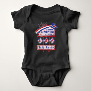 Persoonlijke USA 250–Patriottische Retro Marquee Romper