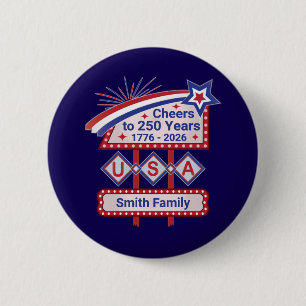 Persoonlijke USA 250 – Patriottische Retro Marquee Ronde Button 5,7 Cm