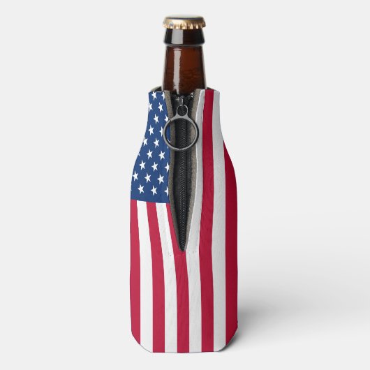 Persoonlijke USA-vlag sterren en strepen blikje ko Flesjeskoeler (Fles Achterkant)