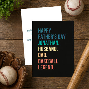 Persoonlijke Vaderdag Retro Honkbal Legende Feestdagenkaart