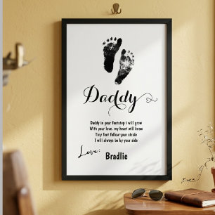 Persoonlijke Vaderdag voetafdruk aandenken Poster