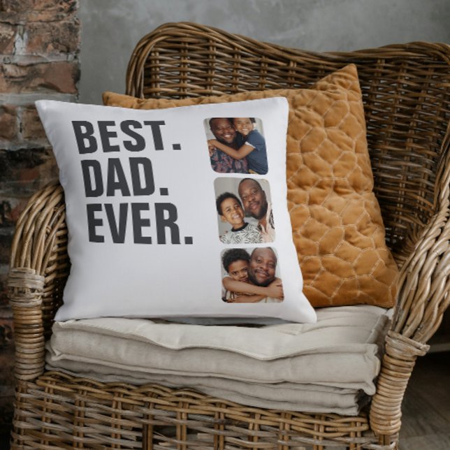 Persoonlijke vaders Dag Foto Gift Best Dad ever Kussen (Personalized Fathers Day Photo Gift Best Dad Ever Throw Pillow from Ricaso. Great gifts for Daddy)