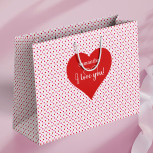 Persoonlijke Valentijns Zakje 'I Love You' Hartjes