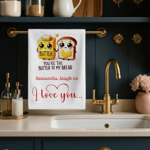Persoonlijke Valentijnsdag cadeau grappige keukenh Theedoek