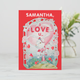 Persoonlijke Valentijnsdag Konijn Liefdeskaart Feestdagenkaart