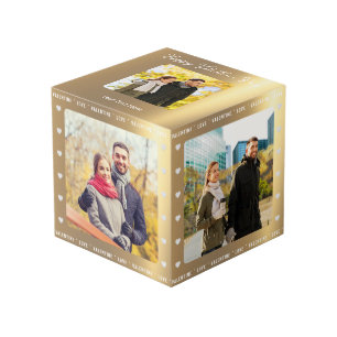 Persoonlijke Valentijnsdag Nep Goud Multi Foto Kubus