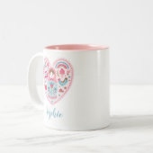 Persoonlijke Valentijnsdag roze Mok van het hart (Voorkant links)