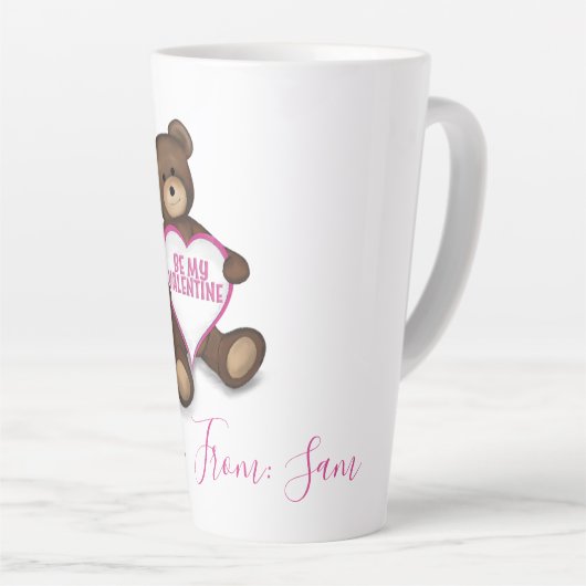 Persoonlijke Valnetine's Day  Teddy Bear Latte Mok (Rechterhoek)
