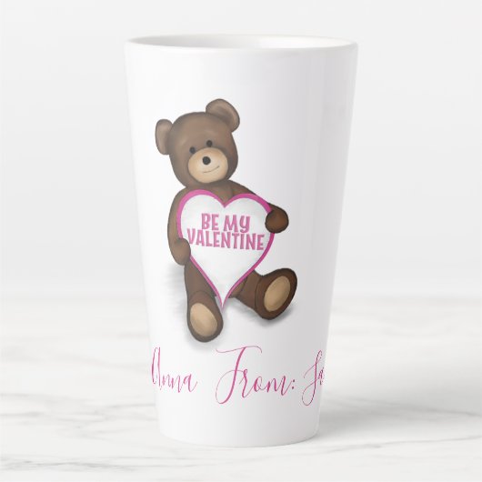 Persoonlijke Valnetine's Day  Teddy Bear Latte Mok (Voorkant)