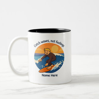 Persoonlijke Vang Golven Niet Gevoelens Surf Tweekleurige Koffiemok