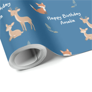 Persoonlijke verjaardag bosdier cadeaupapier