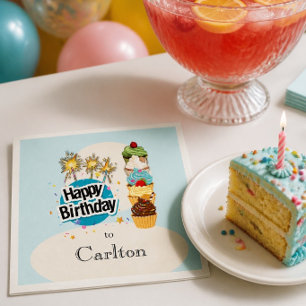 Persoonlijke Verjaardag Cupcake Papieren Servet