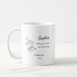 Persoonlijke verjaardag in februari Viooltje Koffiemok