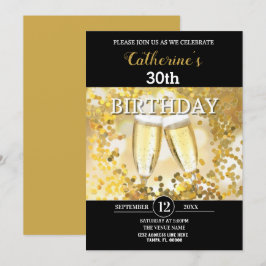 Persoonlijke verjaardag in goud en zwart kaart