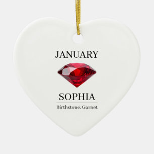 Persoonlijke verjaardag in januari Granaat Keramisch Ornament