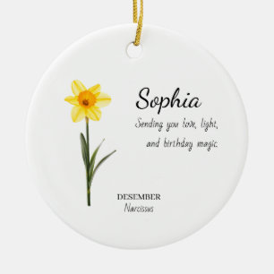 Persoonlijke Verjaardag Narcissus December Keramisch Ornament