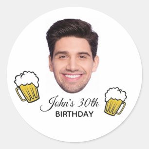 Persoonlijke verjaardag op maat gemaakte gezicht-  ronde sticker