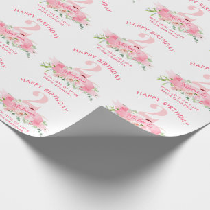 Persoonlijke VERJAARDAG Roze Bloem Meisje Elke Lee Cadeaupapier