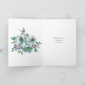 Persoonlijke verjaardag Teal & Plum Roses Boeket Kaart (Binnen)