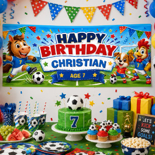Persoonlijke verjaardag van kinderen voetbal spandoek
