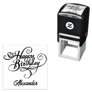 Persoonlijke Verjaardag Zelfinktdrukstempel van Ru Zelfinktende Stempel