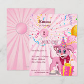 Persoonlijke verjaardags puppy cartoon uitnodiging (Voorkant / Achterkant)