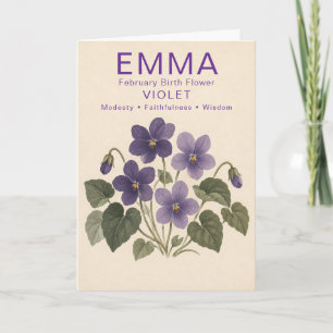Persoonlijke verjaardags violette geboortebloem fe kaart