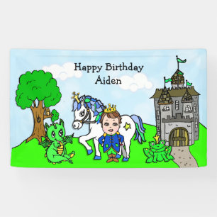 Persoonlijke verjaardagsbanner voor prins met brui spandoek