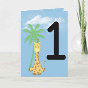 Persoonlijke verjaardagskaart giraffe eerste verja kaart