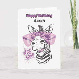 Persoonlijke verjaardagskaart - Glamoureuze zebra Kaart