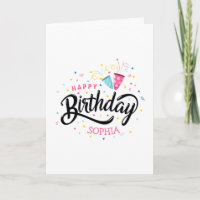 Persoonlijke verjaardagskaart met confetti Happy B