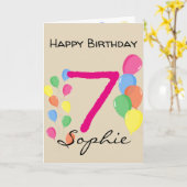 Persoonlijke verjaardagskaart voor 7-jarigen kaart (Gele Bloem)