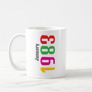 Persoonlijke verjaardagsmaand en jaartal cadeau koffiemok