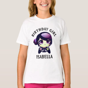 Persoonlijke verjaardagsmeisje gamen anime meisje t-shirt