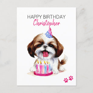 Persoonlijke Verjaardagswens Shih Tzu Hond Briefkaart