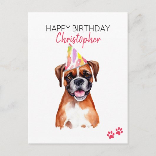 Persoonlijke verjaardagswens voor Boxer Hond  Briefkaart (Voorkant)