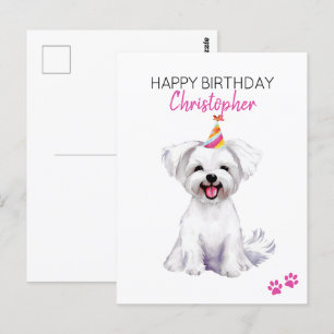Persoonlijke Verjaardagswens voor Maltese Hond Briefkaart