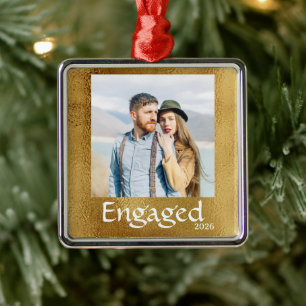 Persoonlijke Verloving Kerst Foto Metalen Ornament