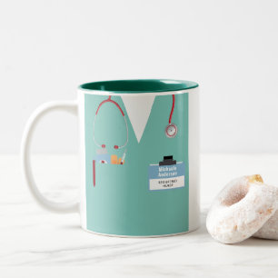 Persoonlijke verpleegster cadeaumok met werkkledin tweekleurige koffiemok