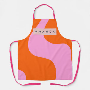 Persoonlijke Vette Oranje en Roze Golf Streep Schort