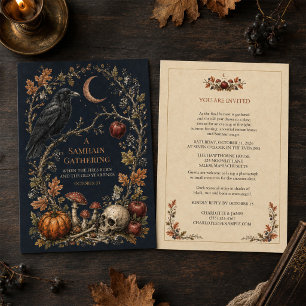 Persoonlijke Victoriaanse Samhain Raven Uitnodigin Kaart