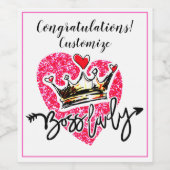 Persoonlijke viering voor de vrouwelijke baas wijn etiket (Enkel label)