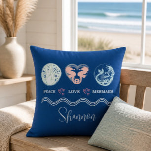 Persoonlijke Vierkante Kussen Peace Love Mermaids