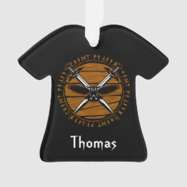 Persoonlijke Viking Crossed Swords en Raven Ornament