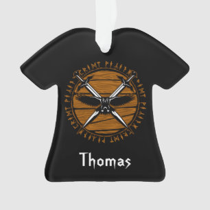 Persoonlijke Viking Crossed Swords en Raven Ornament