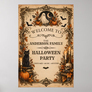 Persoonlijke vintage Halloween-feestbegroeting Poster