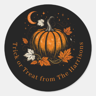 Persoonlijke vintage Halloween pompoen sticker | C