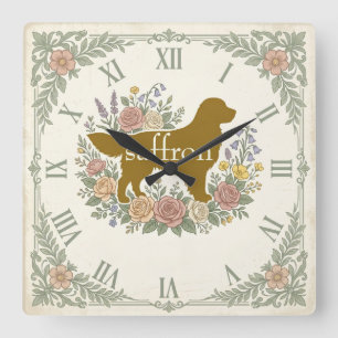 Persoonlijke vintage hond goud retriever vierkante klok